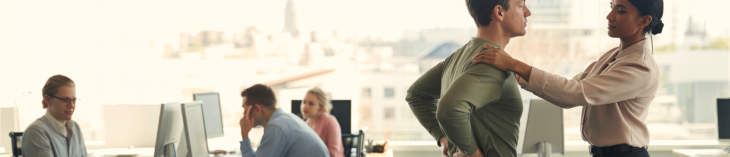 Rückenberatung im Büro zur Vorbeugung von Beschwerden am Arbeitsplatz