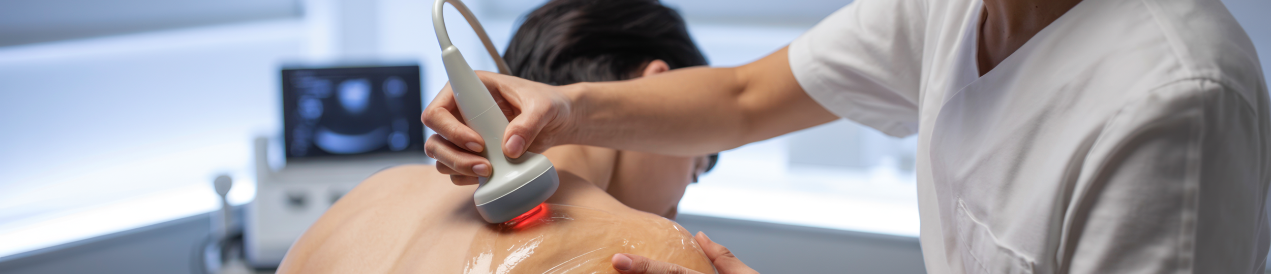 Ultraschalltherapie am Rücken zur Unterstützung der Heilung und Schmerzlinderung