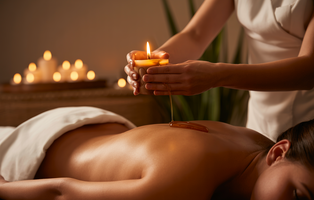 Kerzenmassage mit warmem Öl zur intensiven Hautpflege und tiefen Entspannung