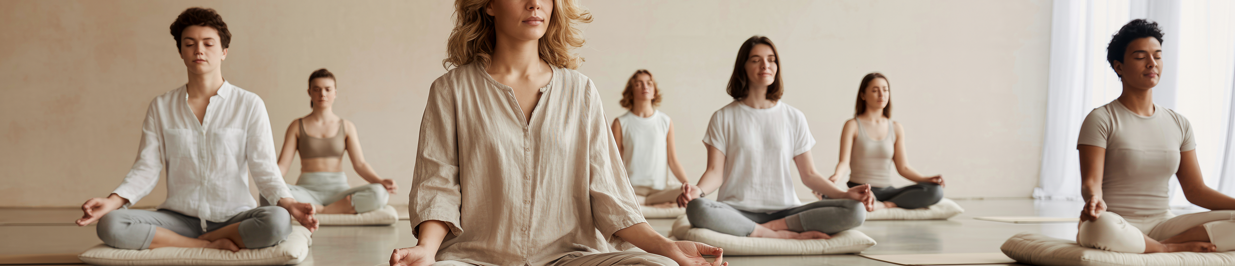 Gruppe bei Meditation zur Förderung von Entspannung und innerer Ruhe